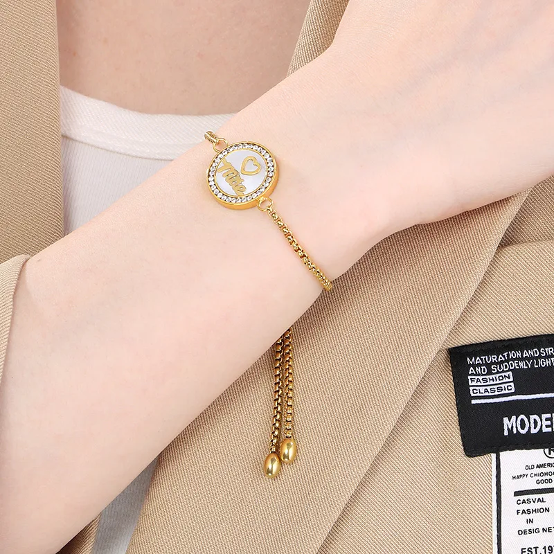 Simple Style Letter Heart Shape 304 Stainless Steel 18K Gold Plated Mother'S Day Women's Bracelets display picture 5