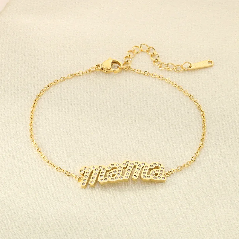 Simple Style Letter Heart Shape 304 Stainless Steel 18K Gold Plated Mother'S Day Women's Bracelets display picture 11