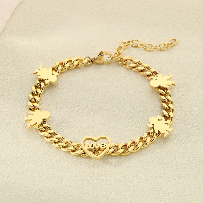 Simple Style Letter Heart Shape 304 Stainless Steel 18K Gold Plated Mother'S Day Women's Bracelets display picture 14