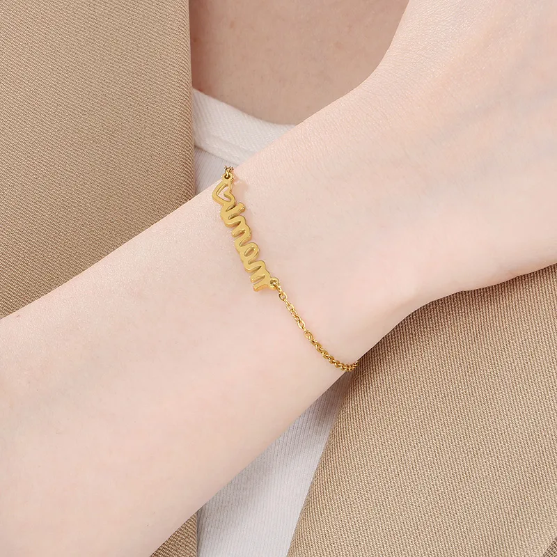 Simple Style Letter Heart Shape 304 Stainless Steel 18K Gold Plated Mother'S Day Women's Bracelets display picture 16