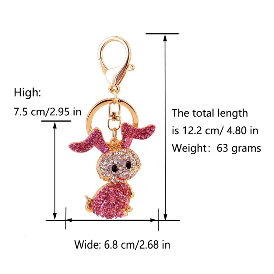 1 Piece Cute Sweet Rabbit Alloy Inlay Rhinestones Women's Keychain display picture 1