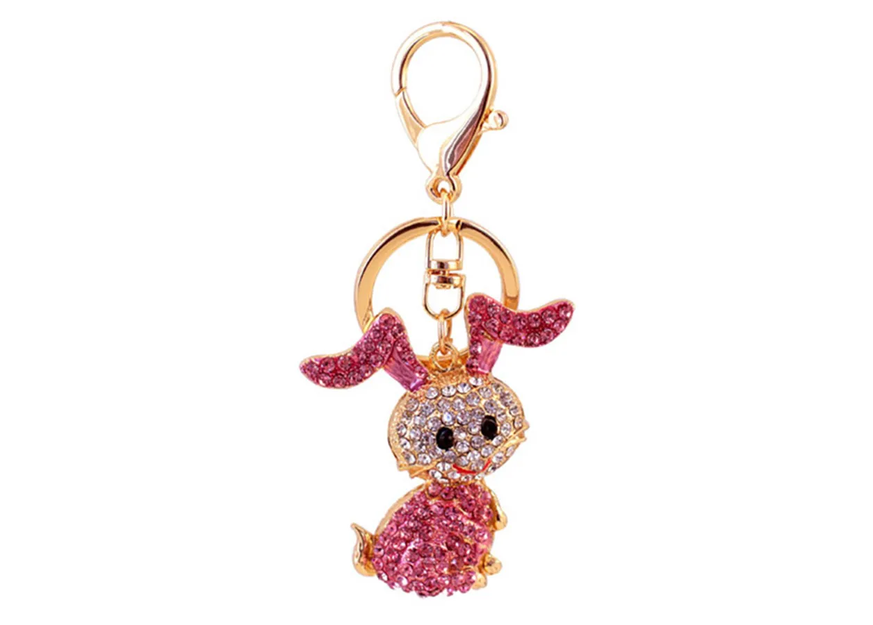 1 Piece Cute Sweet Rabbit Alloy Inlay Rhinestones Women's Keychain display picture 2