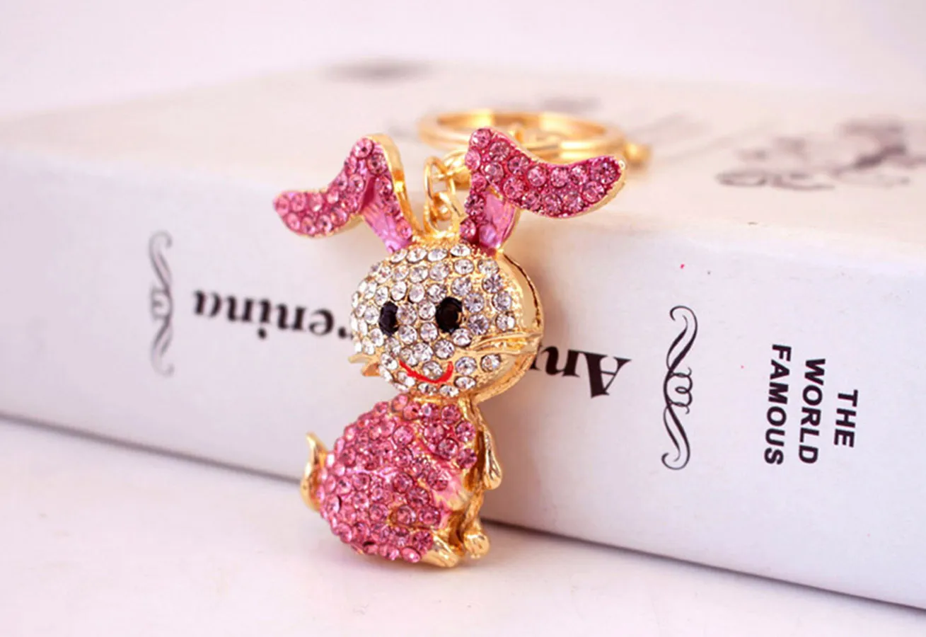 1 Piece Cute Sweet Rabbit Alloy Inlay Rhinestones Women's Keychain display picture 3