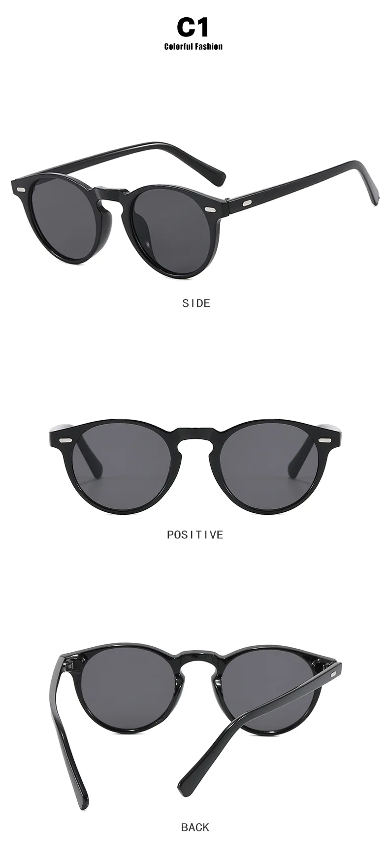 Retro Punk Commute Glasses Ac Round Frame Full Frame Glasses display picture 8
