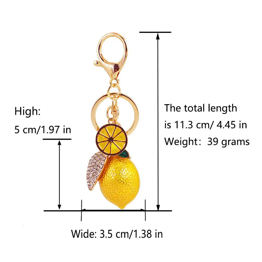 1 Piece Pastoral Lemon Alloy Inlay Rhinestones Unisex Keychain display picture 1