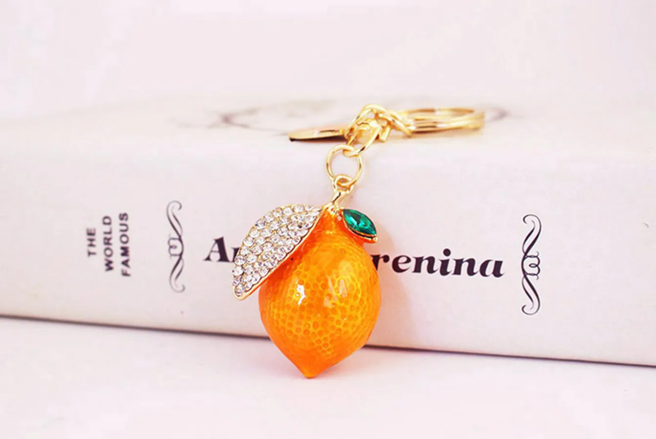 1 Piece Pastoral Lemon Alloy Inlay Rhinestones Unisex Keychain display picture 7