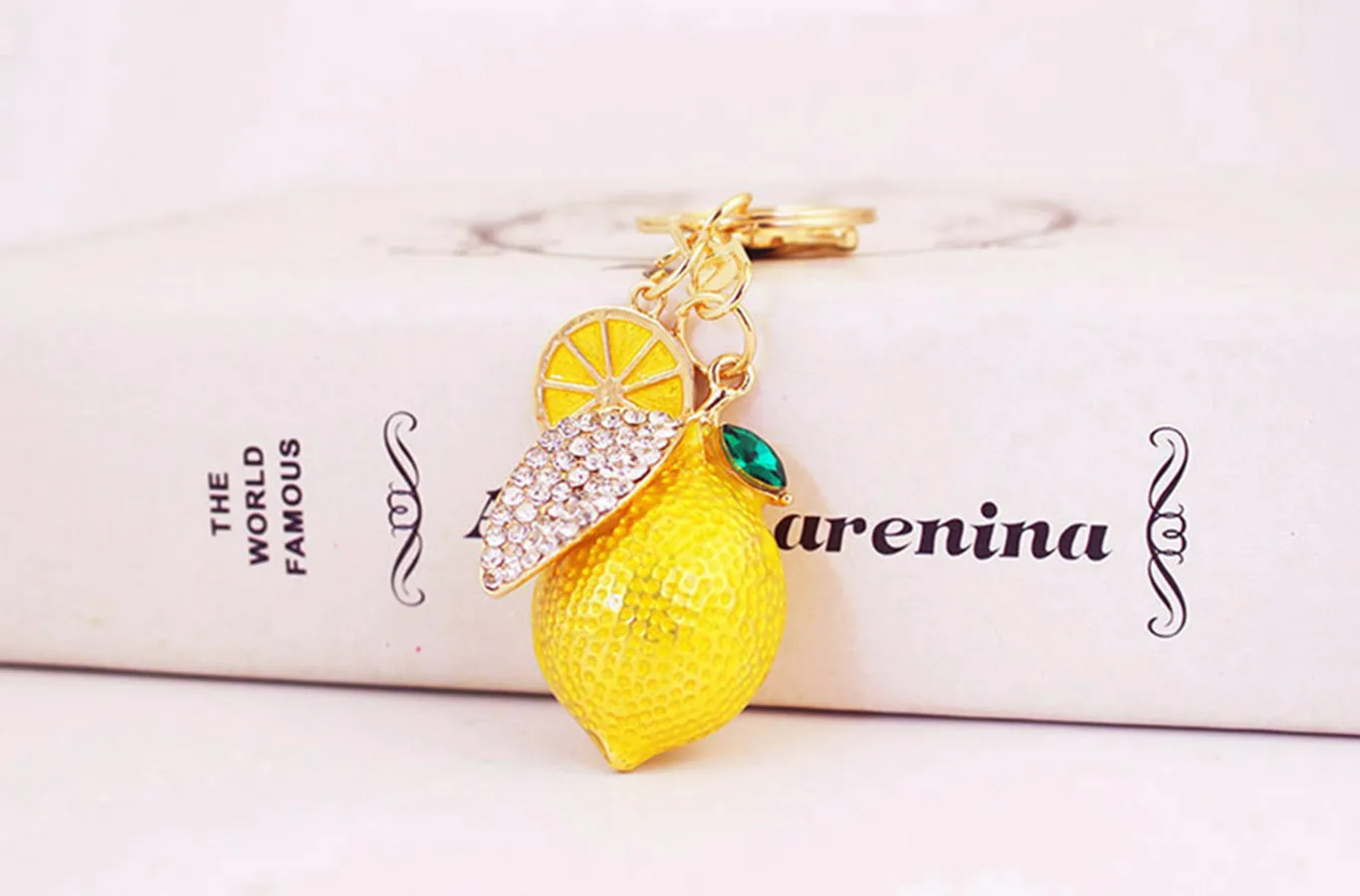1 Piece Pastoral Lemon Alloy Inlay Rhinestones Unisex Keychain display picture 3