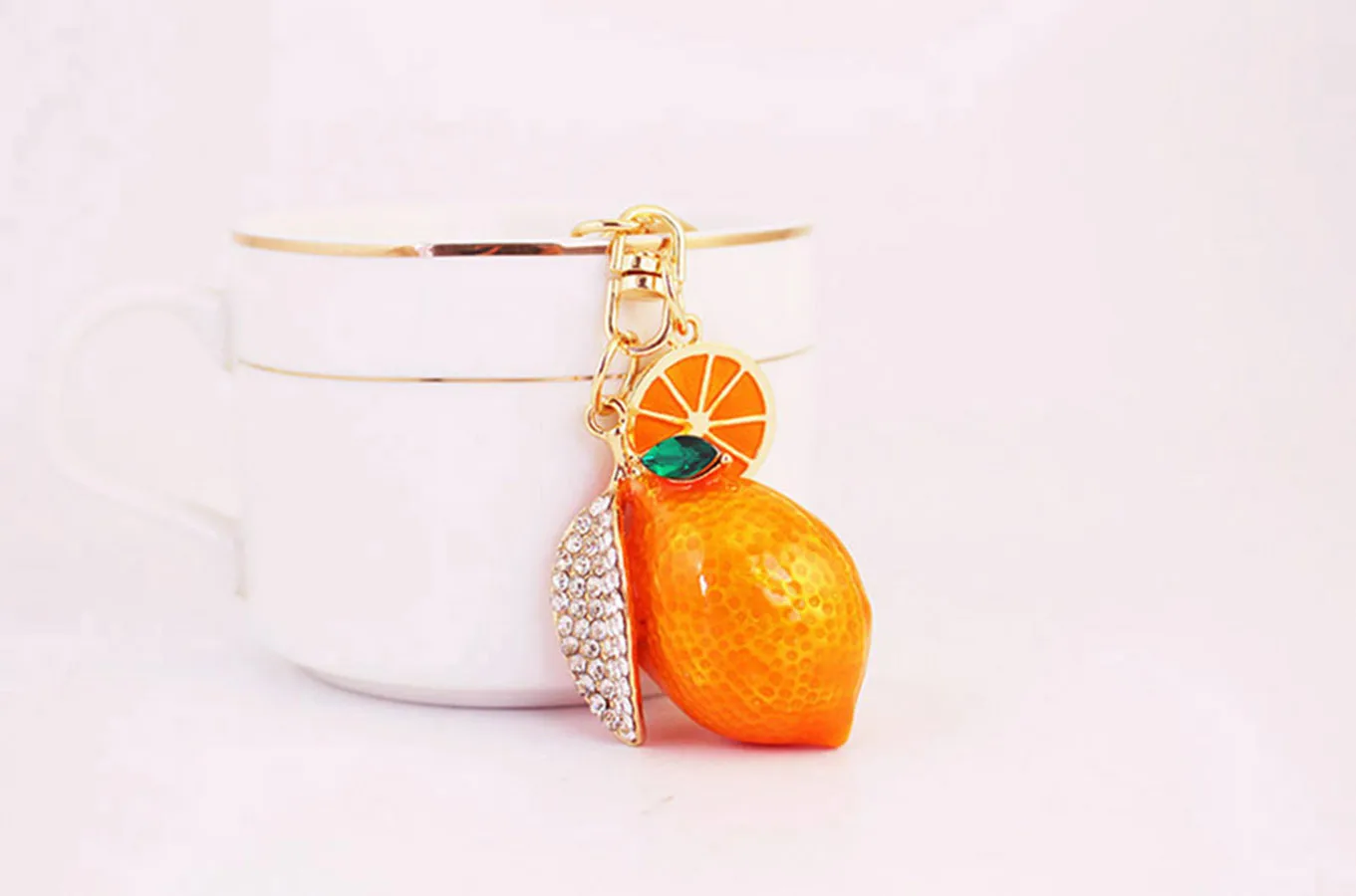 1 Piece Pastoral Lemon Alloy Inlay Rhinestones Unisex Keychain display picture 8