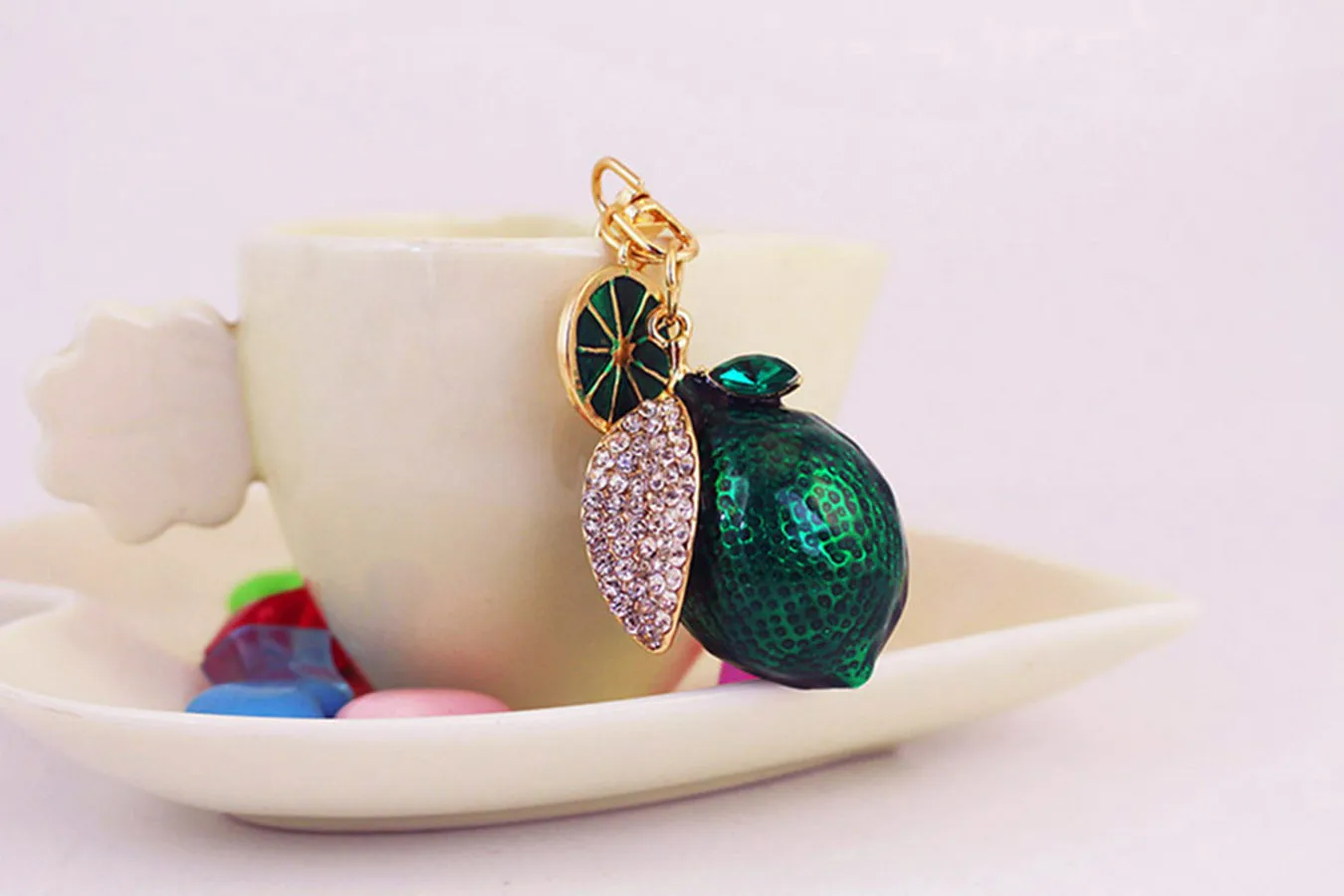 1 Piece Pastoral Lemon Alloy Inlay Rhinestones Unisex Keychain display picture 9