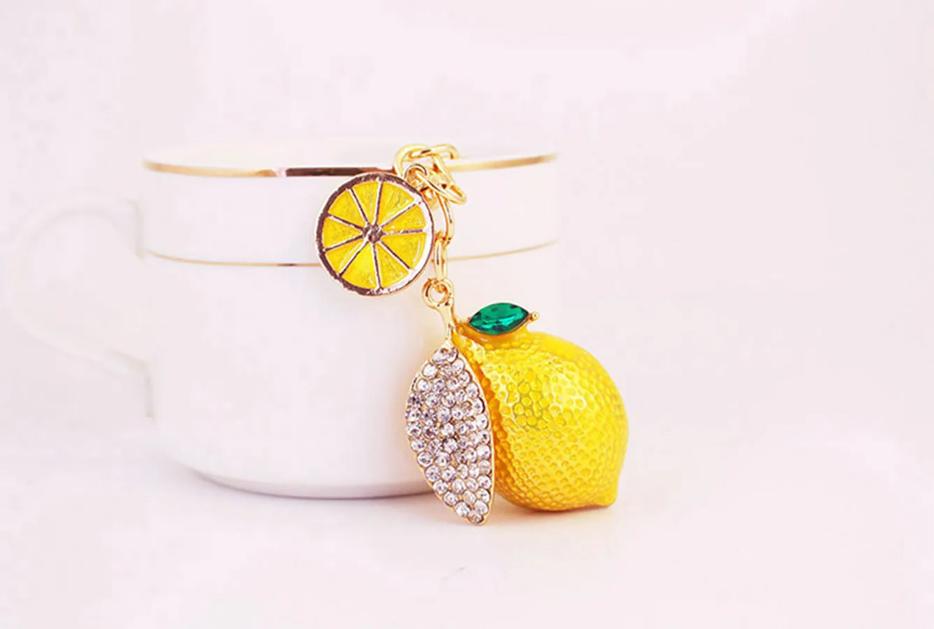 1 Piece Pastoral Lemon Alloy Inlay Rhinestones Unisex Keychain display picture 4