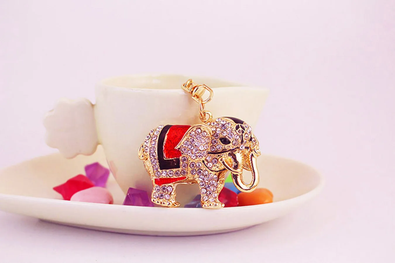 1 Piece Cute Sweet Elephant Alloy Inlay Rhinestones Women's Keychain display picture 2