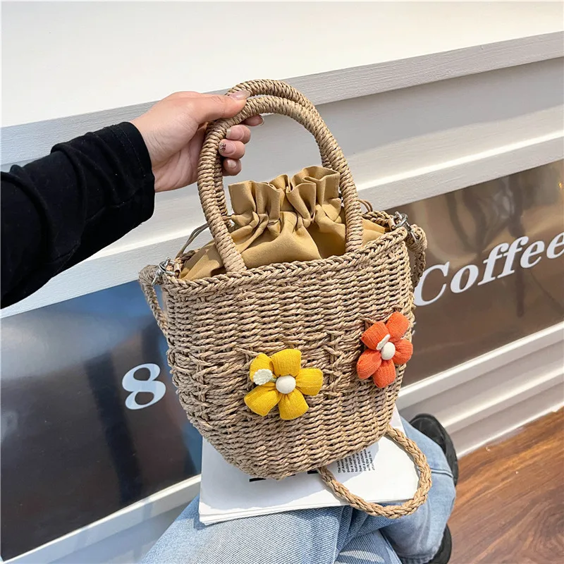 Women's Straw Flower Vacation Square String Straw Bag display picture 75