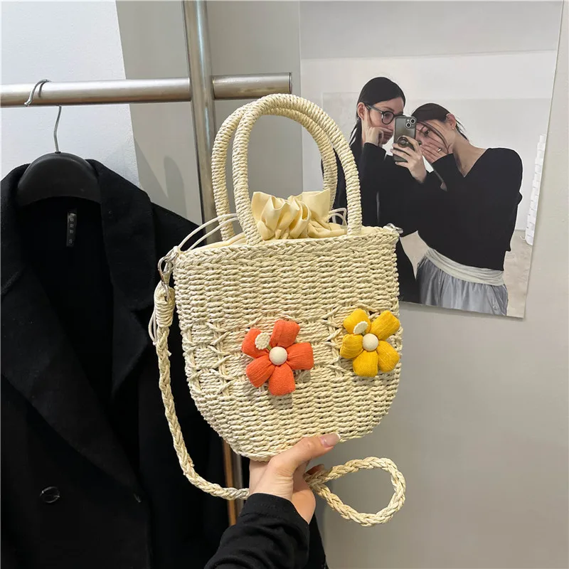 Women's Straw Flower Vacation Square String Straw Bag display picture 22