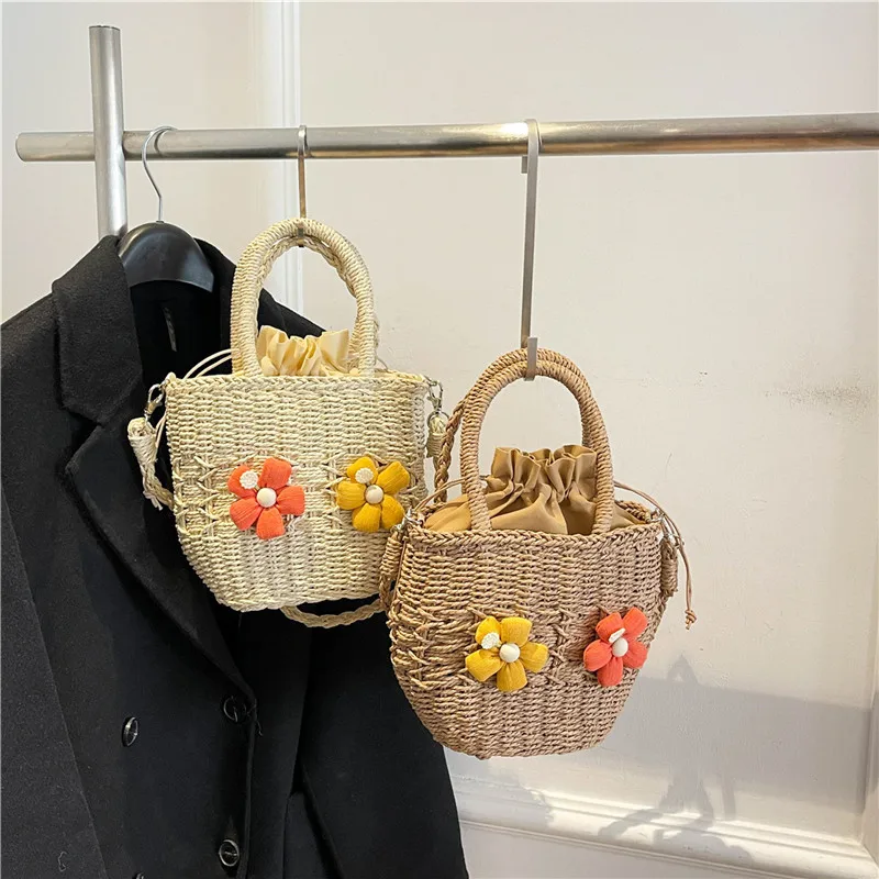 Women's Straw Flower Vacation Square String Straw Bag display picture 58