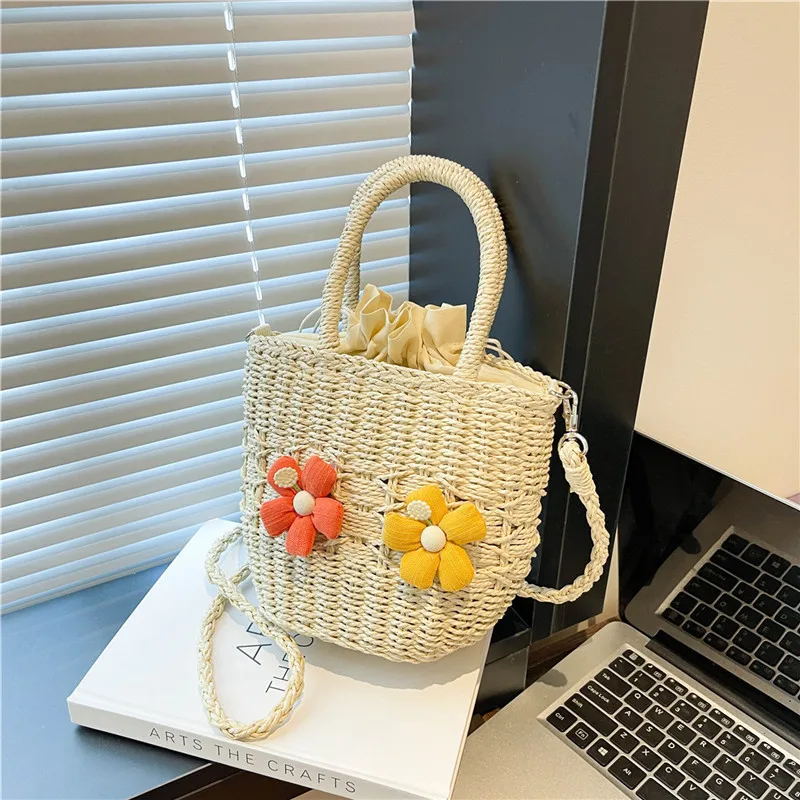 Women's Straw Flower Vacation Square String Straw Bag display picture 50
