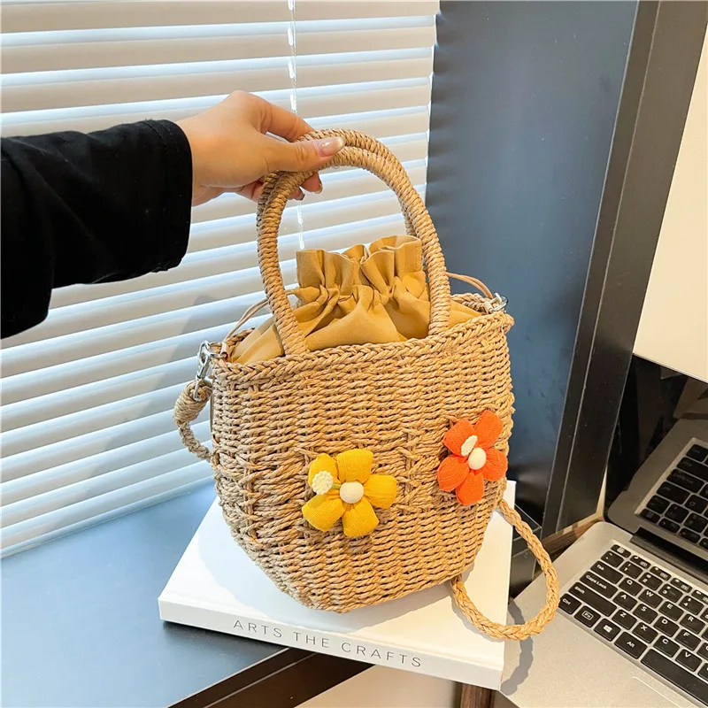 Women's Straw Flower Vacation Square String Straw Bag display picture 43