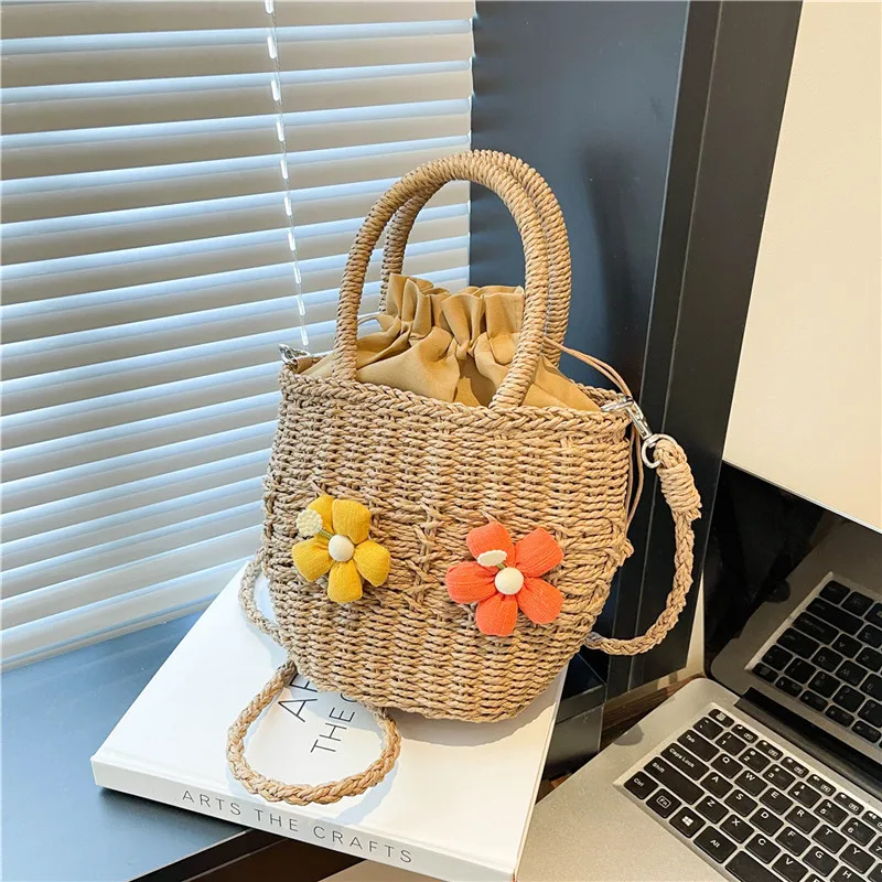 Women's Straw Flower Vacation Square String Straw Bag display picture 47