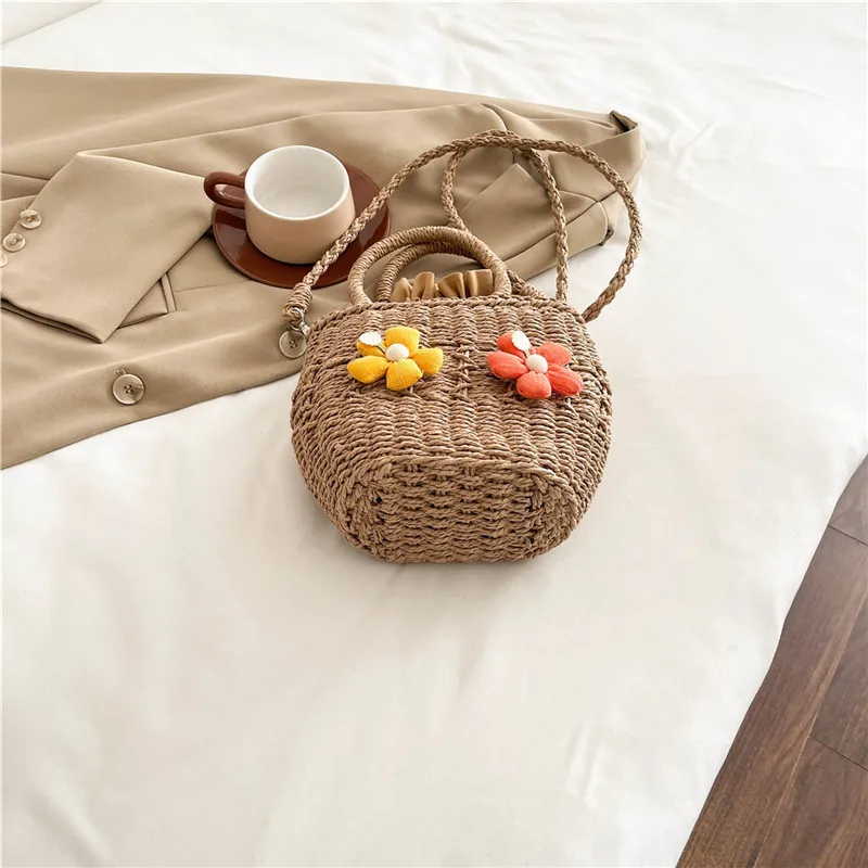 Women's Straw Flower Vacation Square String Straw Bag display picture 52