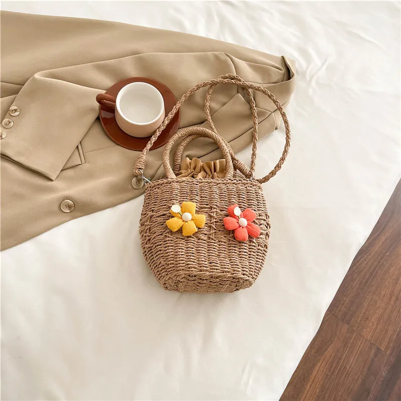 Women's Straw Flower Vacation Square String Straw Bag display picture 57