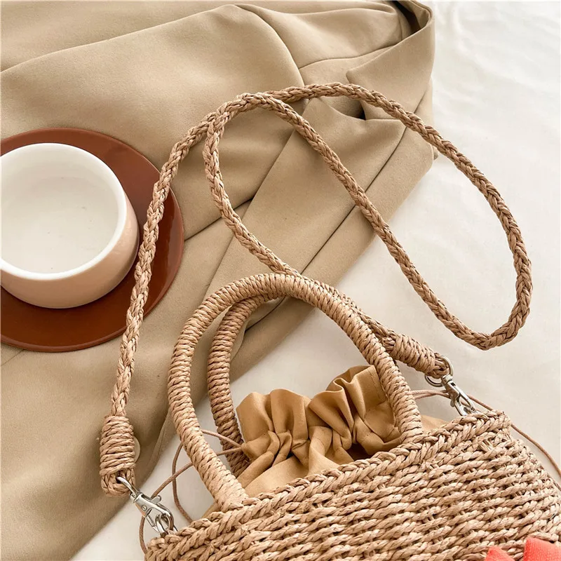 Women's Straw Flower Vacation Square String Straw Bag display picture 59