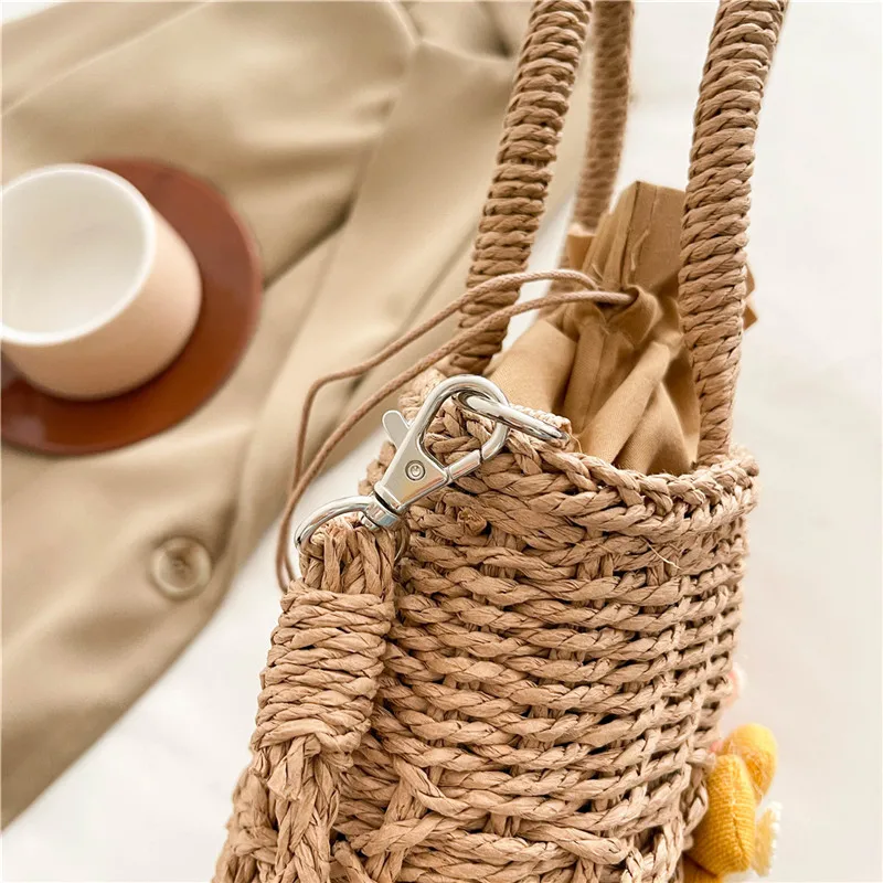 Women's Straw Flower Vacation Square String Straw Bag display picture 64