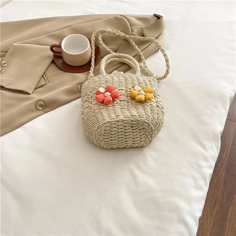 Women's Straw Flower Vacation Square String Straw Bag display picture 72