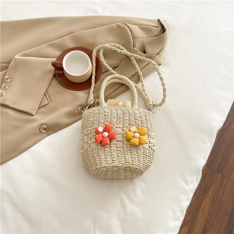 Women's Straw Flower Vacation Square String Straw Bag display picture 69