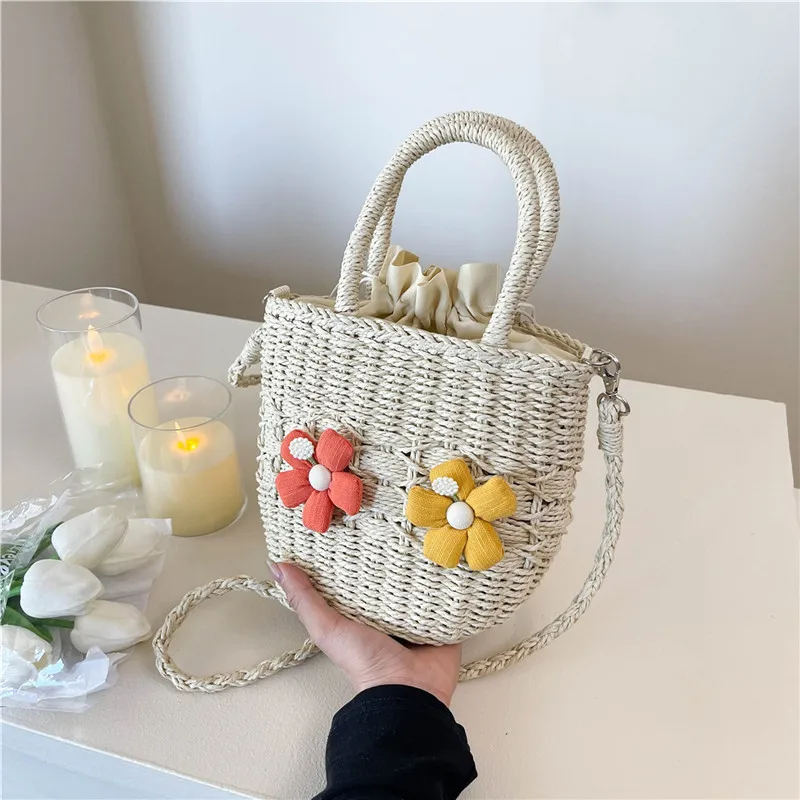 Women's Straw Flower Vacation Square String Straw Bag display picture 84