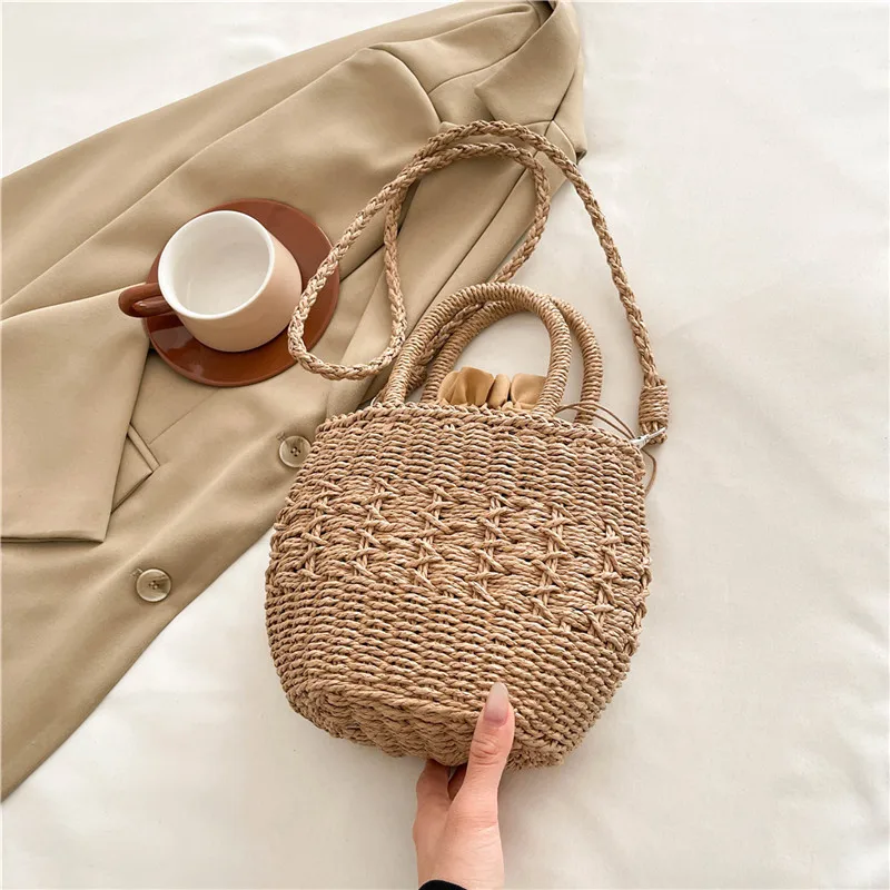 Women's Straw Flower Vacation Square String Straw Bag display picture 77