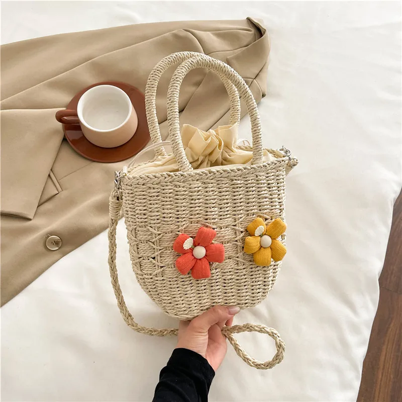 Women's Straw Flower Vacation Square String Straw Bag display picture 89