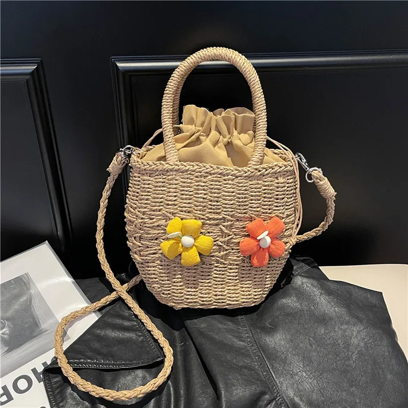 Women's Straw Flower Vacation Square String Straw Bag display picture 74