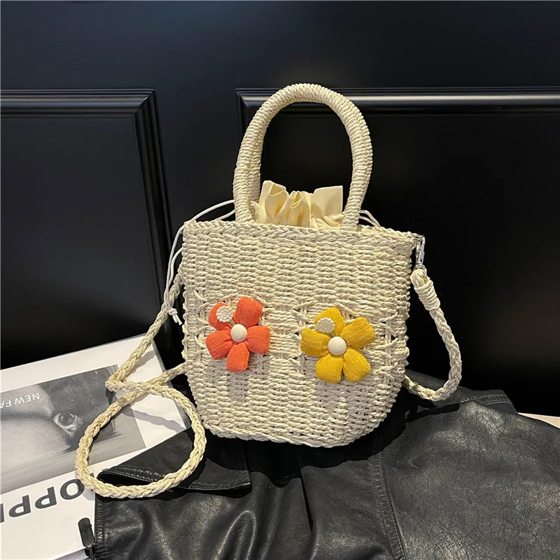 Women's Straw Flower Vacation Square String Straw Bag display picture 76