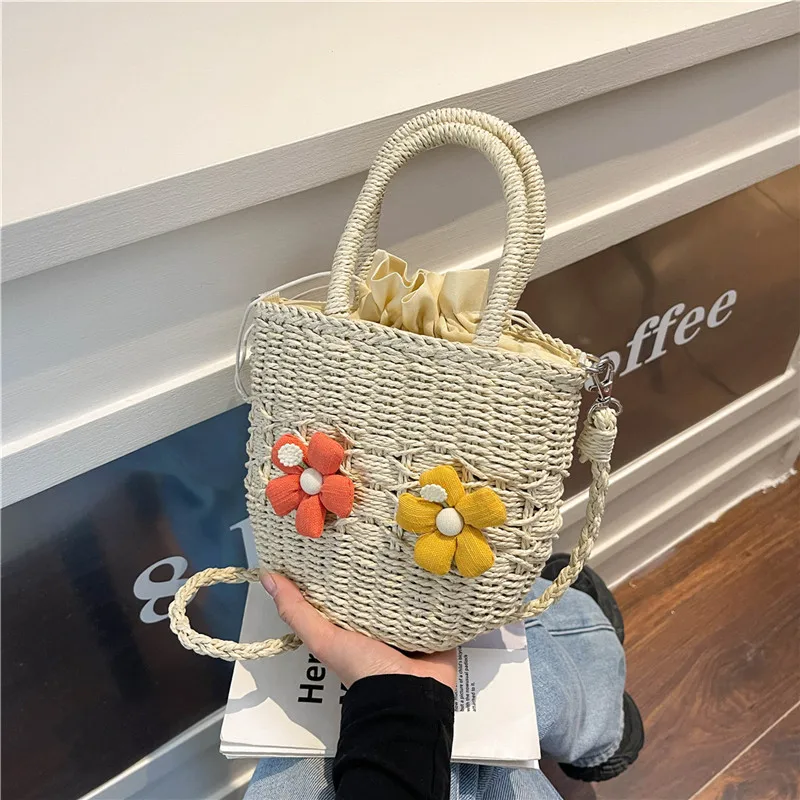 Women's Straw Flower Vacation Square String Straw Bag display picture 78