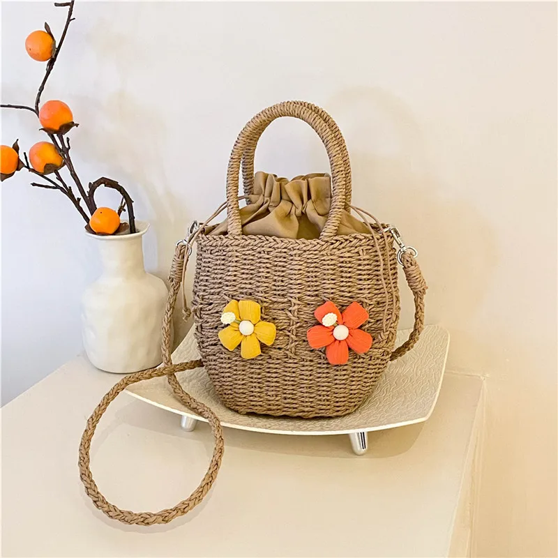 Women's Straw Flower Vacation Square String Straw Bag display picture 80
