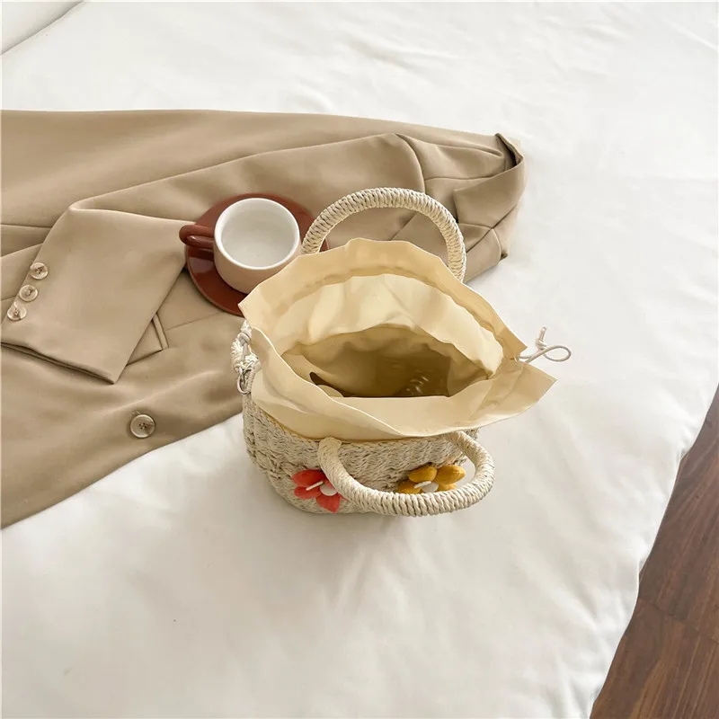 Women's Straw Flower Vacation Square String Straw Bag display picture 83
