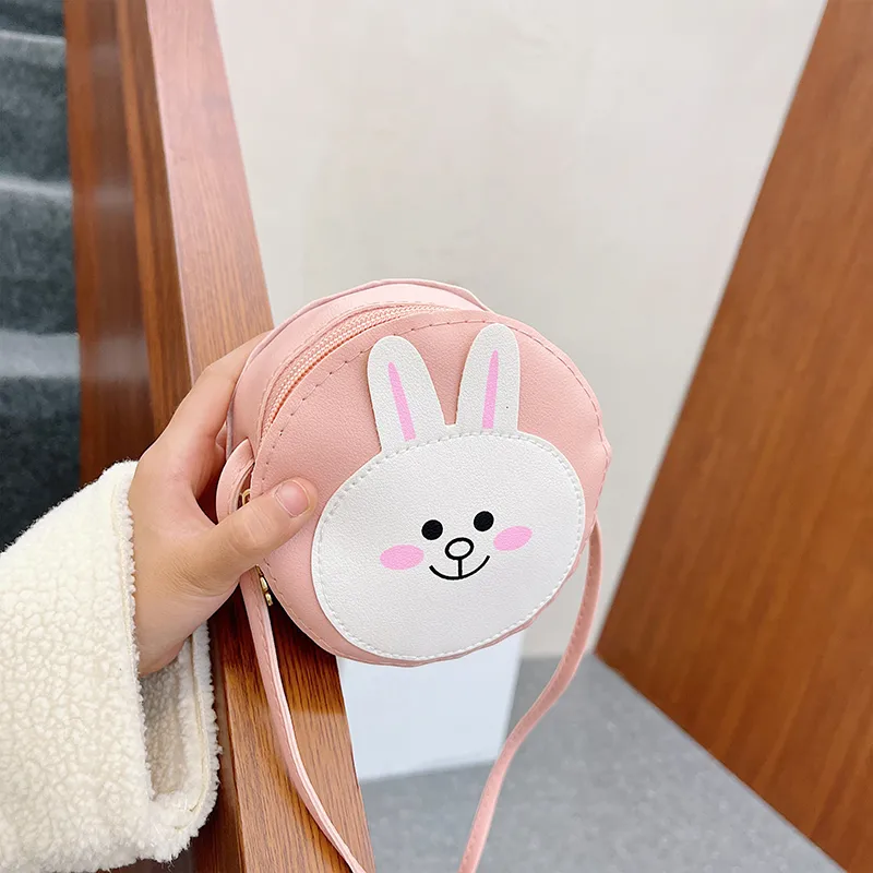 Kid'S Pu Leather Animal Cartoon Cute Round Zipper Shoulder Bag display picture 9