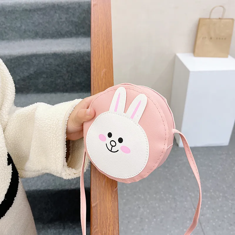 Kid'S Pu Leather Animal Cartoon Cute Round Zipper Shoulder Bag display picture 8