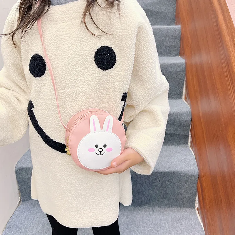 Kid'S Pu Leather Animal Cartoon Cute Round Zipper Shoulder Bag display picture 26