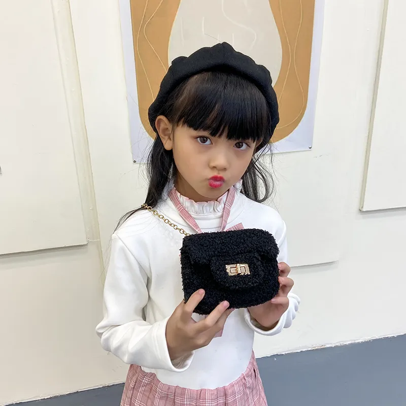 Women's Plush Solid Color Cute Square Lock Clasp Crossbody Bag display picture 33