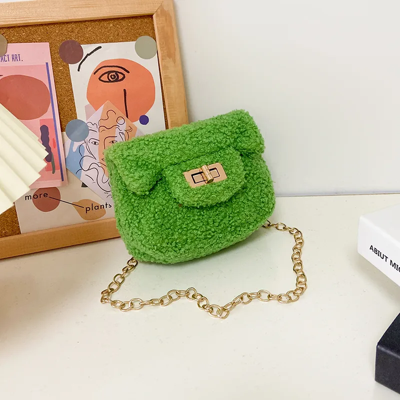 Women's Plush Solid Color Cute Square Lock Clasp Crossbody Bag display picture 42