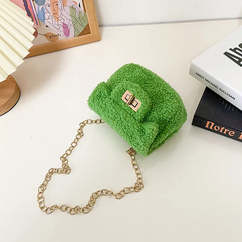 Women's Plush Solid Color Cute Square Lock Clasp Crossbody Bag display picture 43