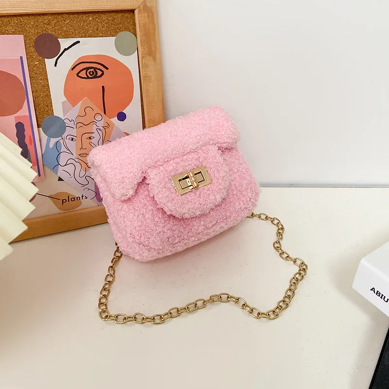 Women's Plush Solid Color Cute Square Lock Clasp Crossbody Bag display picture 46