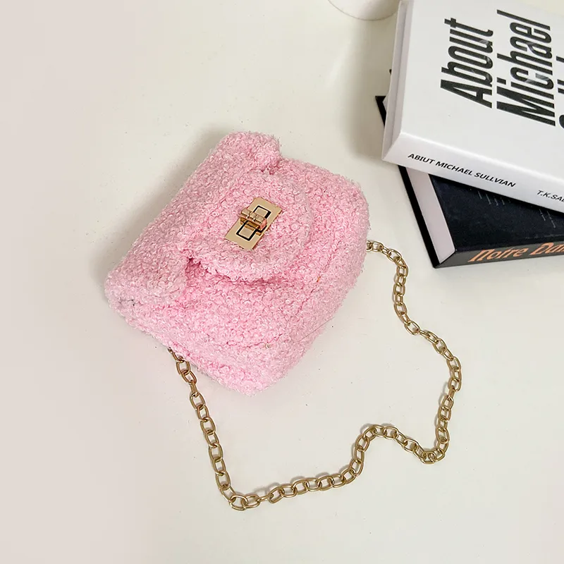 Women's Plush Solid Color Cute Square Lock Clasp Crossbody Bag display picture 48