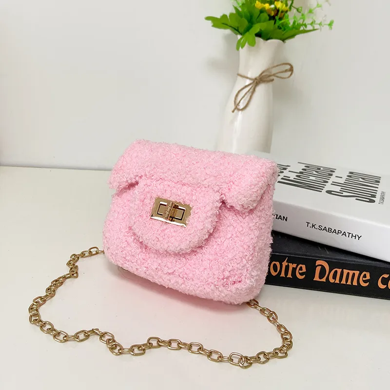 Women's Plush Solid Color Cute Square Lock Clasp Crossbody Bag display picture 53