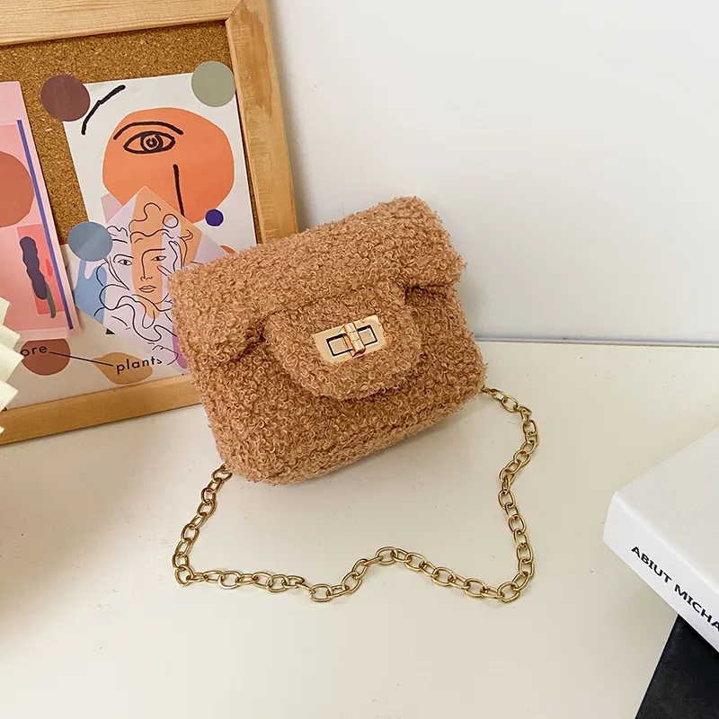 Women's Plush Solid Color Cute Square Lock Clasp Crossbody Bag display picture 51
