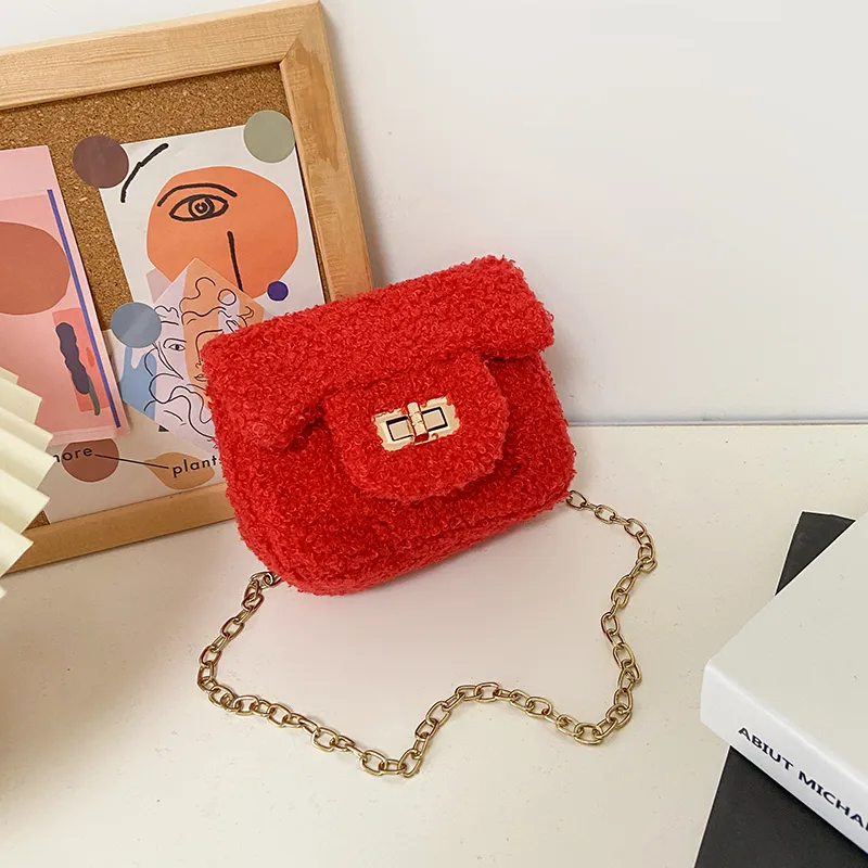Women's Plush Solid Color Cute Square Lock Clasp Crossbody Bag display picture 52