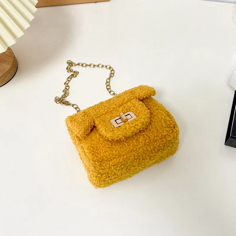 Women's Plush Solid Color Cute Square Lock Clasp Crossbody Bag display picture 57