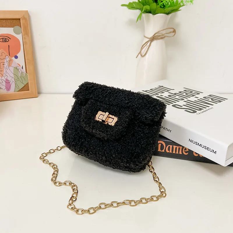 Women's Plush Solid Color Cute Square Lock Clasp Crossbody Bag display picture 63