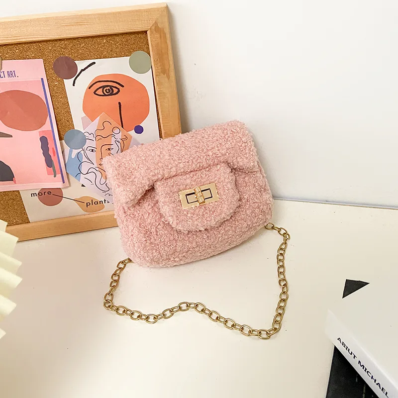 Women's Plush Solid Color Cute Square Lock Clasp Crossbody Bag display picture 65