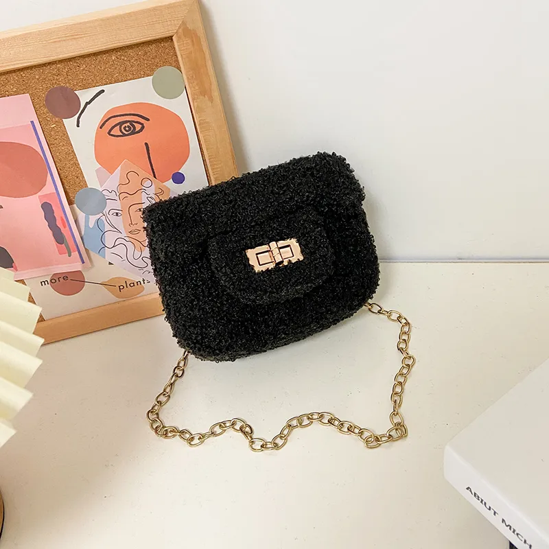 Women's Plush Solid Color Cute Square Lock Clasp Crossbody Bag display picture 69